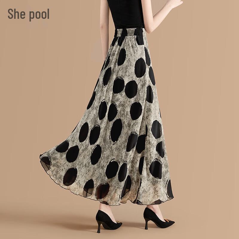 Women s Retro Polka Dot A-Line Maxi Skirt XXL
