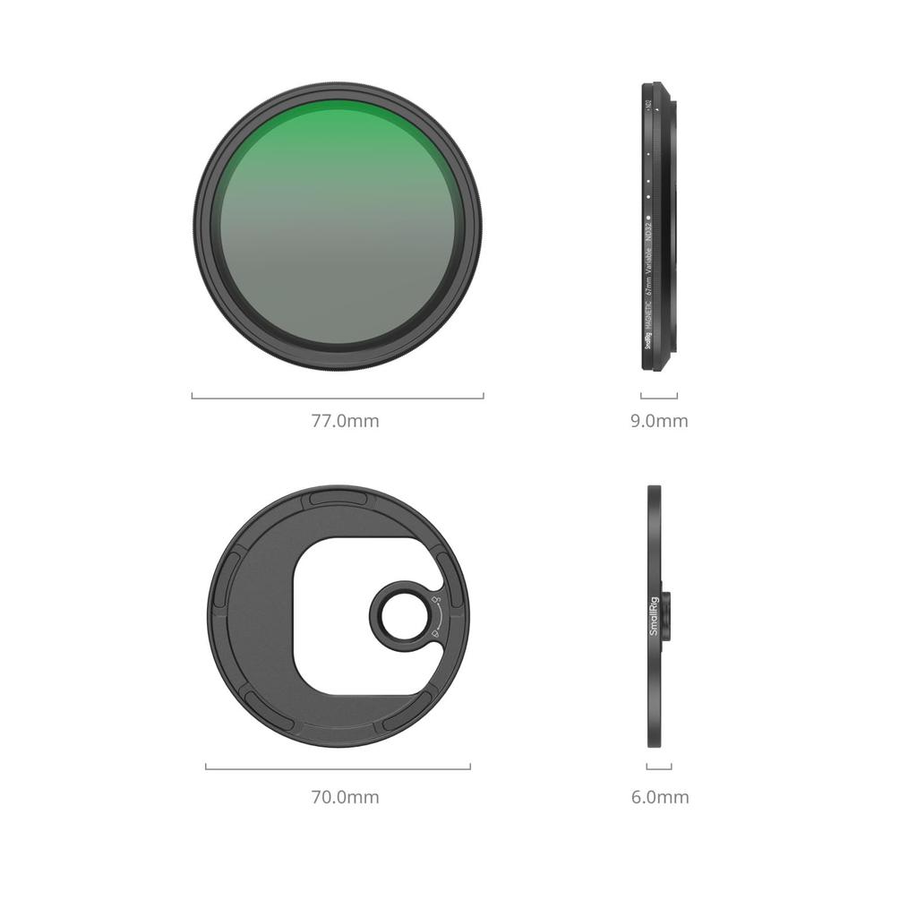 SmallRig 67mm Magnetic Variable ND Filter VND Filters with Filter Threaded Filter Rings for No HD Optical Glass VND Filter Kit 4725 Kit, ND2-ND32 (1-5