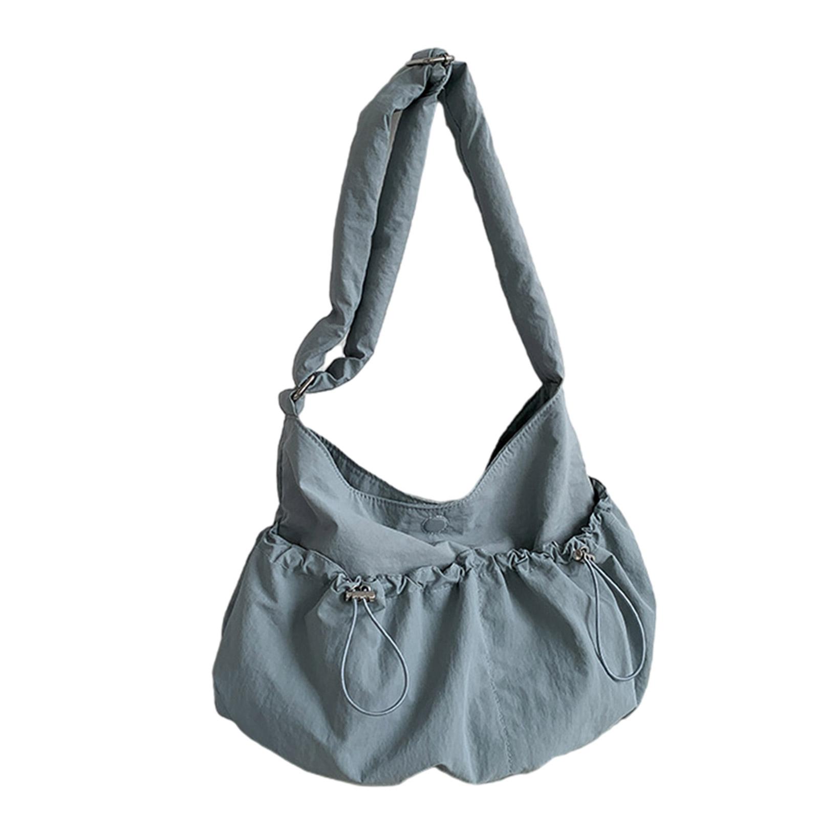 

Сумка через плечо для девочек, женская, однотонная, плиссированная, на шнурке, сумка через плечо, большая вместимость, универсальная сумка, нейлоновая сумка