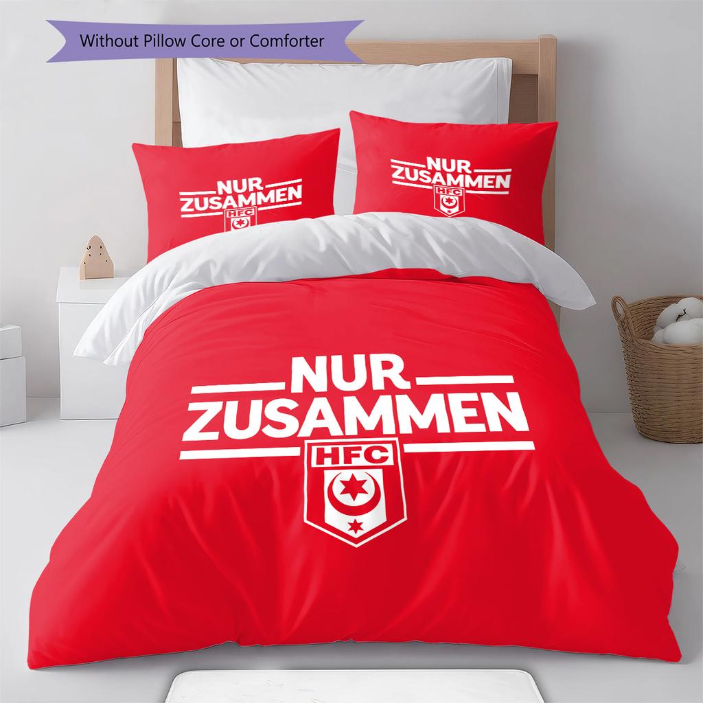 Pościel z wzorem Hallescher FC, Zestaw kołdry Poszewka na kołdrę Poszewka na poduszkę Domowy Prezent Urodzinowy (1 * poszwa na kołdrę + 2 * poszewki na poduszki, bez rdzenia)