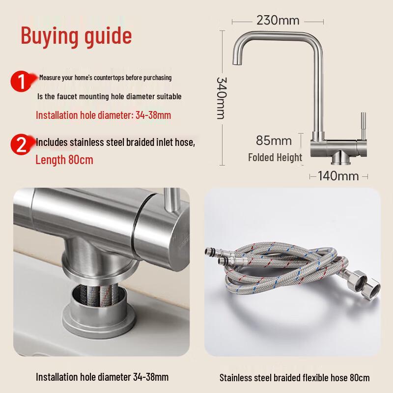 Submarine L3051 Foldable Stainless Steel Kitchen Faucet
