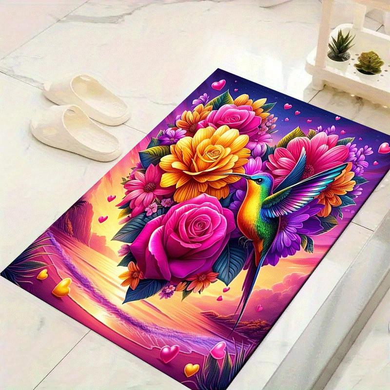

1pc Love flowers and birds Print, Design Indoor Area Rug, Soft, Anti-Slip, and Durable Gaming Room Decor for Bedroom, Living Room, and Exerc 60cm by 90cm