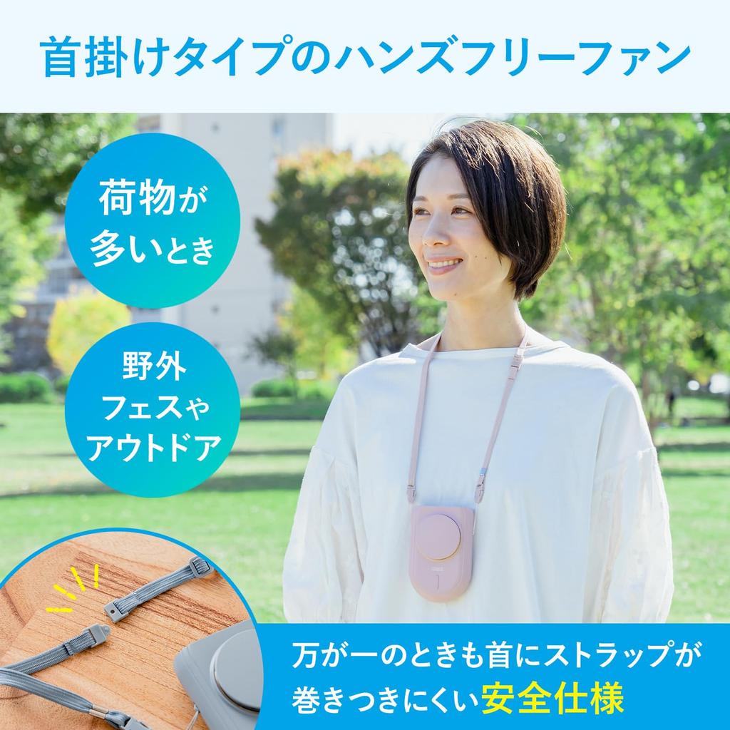 PRISMATE Wearable Smoky with Adjustable Hands-Free 3-Way Fan, Pink, Clip, Airflow, PR-F080