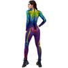 Strašidelný kostlivý tištěný kostlivý oblek Halloween Party Cosplay kostým pro dospělé Kombinéza Zentai Catsuit Karnevalové oblečení