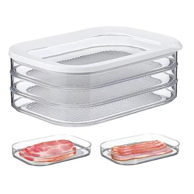 Fleischbehälter für Kühlschrank Speck Aufschnittbehälter für Kühlschrank Meal Prep Behälter Stapelbare Lebensmittelaufbewahrungsboxen mit Deckel