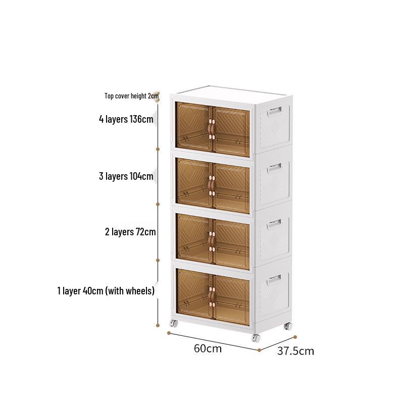 Movable Multi-layer Folding Storage Wardrobe with Wheels