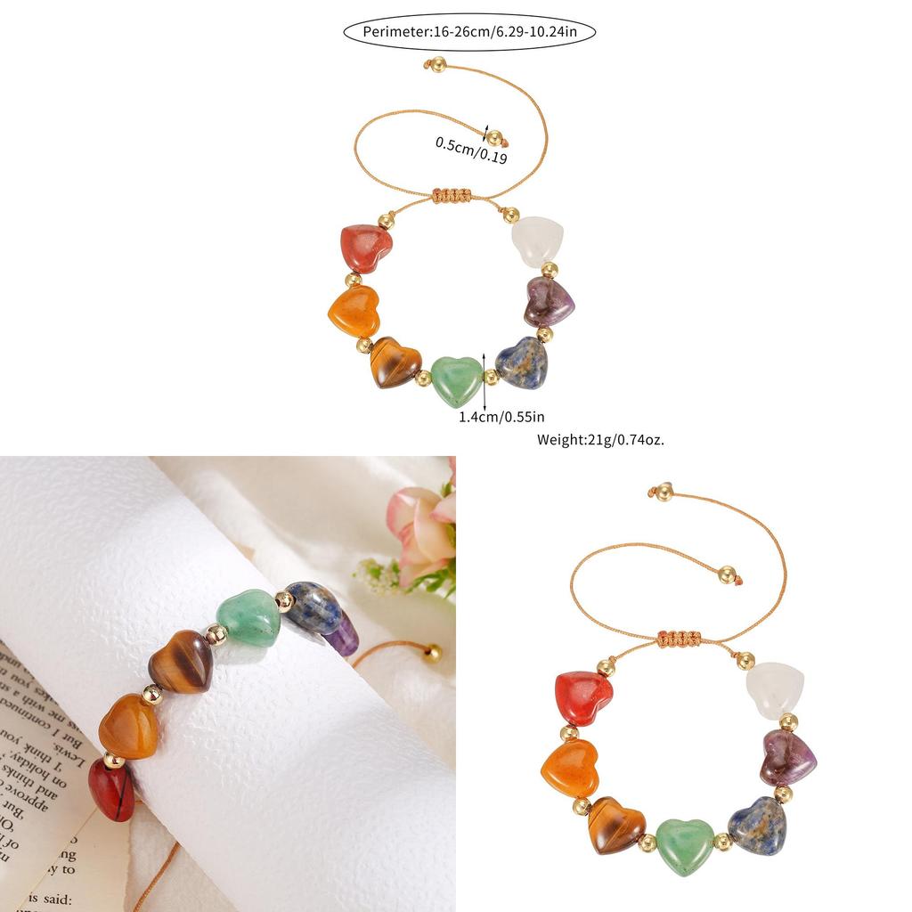 Geometrisches Natursteinarmband mit Herzdesign Handgefertigt Für Sommer 2026 Modeaccessoire Für Damen