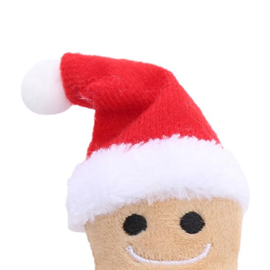 Kitten Toy Soft Comfortable Cartoon Increase Appetite Clear Stomach Teeth Cleaning Long Lasting Christmas Hat Gingerbread Man Cat Plush Toy for Home