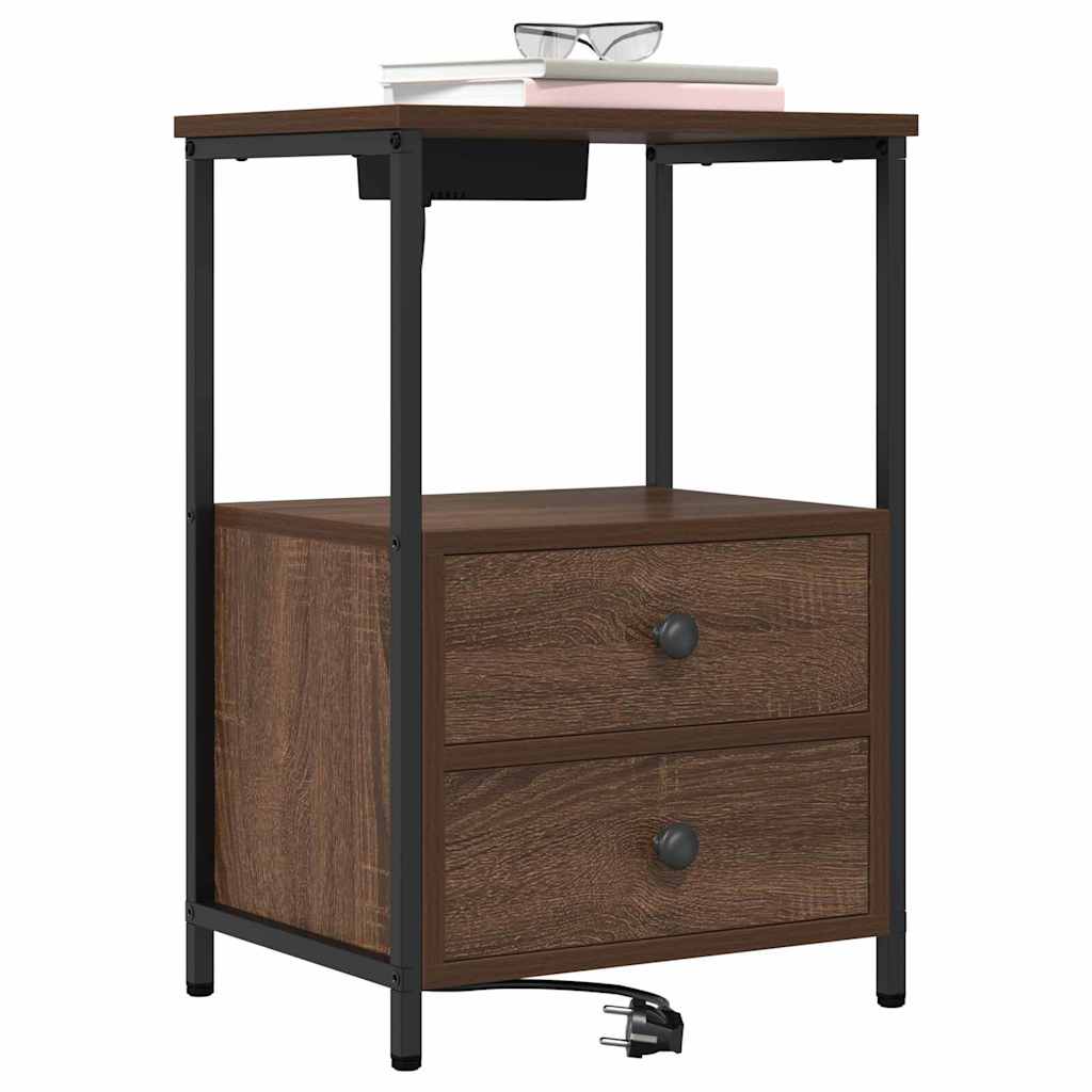 Nightstand Set of 2 Brown Oak Effect 40 x 31 x 60 cm