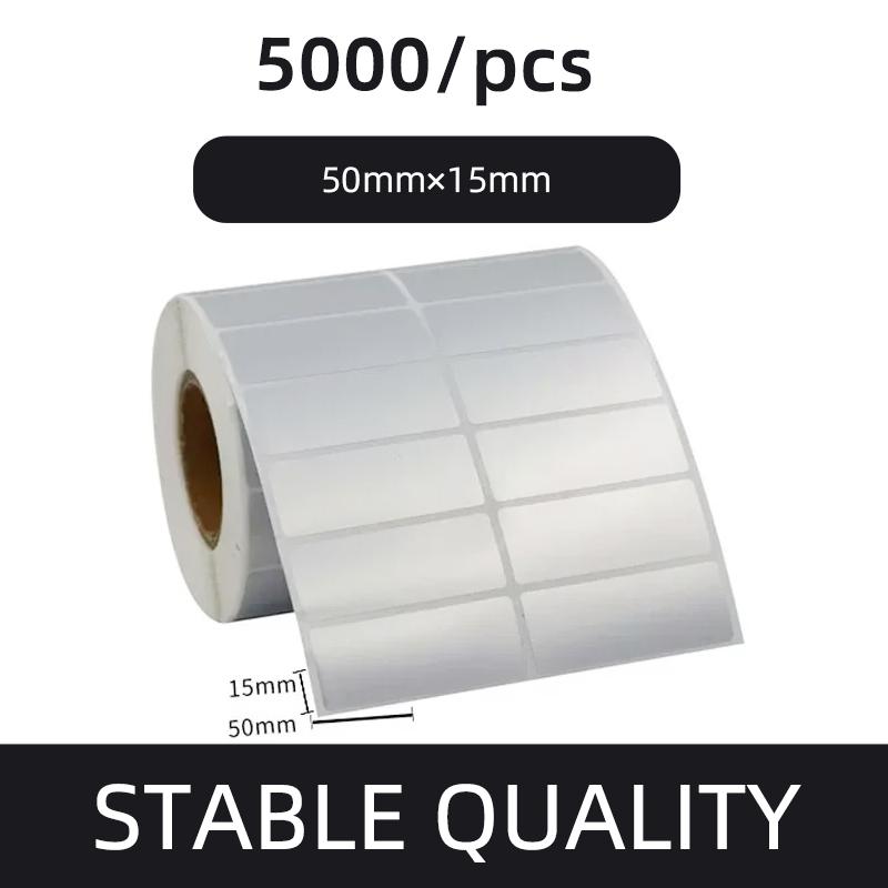 Etiqueta de código de barras PET prata fosca 20 30 40 50 60 70 80 90 100 Fita de transferência térmica Impressora de adesivos