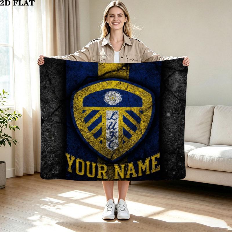 1PC Leeds United Custom Name Patterned Flannel Blanket Suitable For All Seasons for Home Decor Warmth and Comfort Gifts Holiday Present