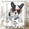 Adorable Frenchie Dog Shower Curtain for Home Decor French Bulldog Print Bath Liner with Hook Rings