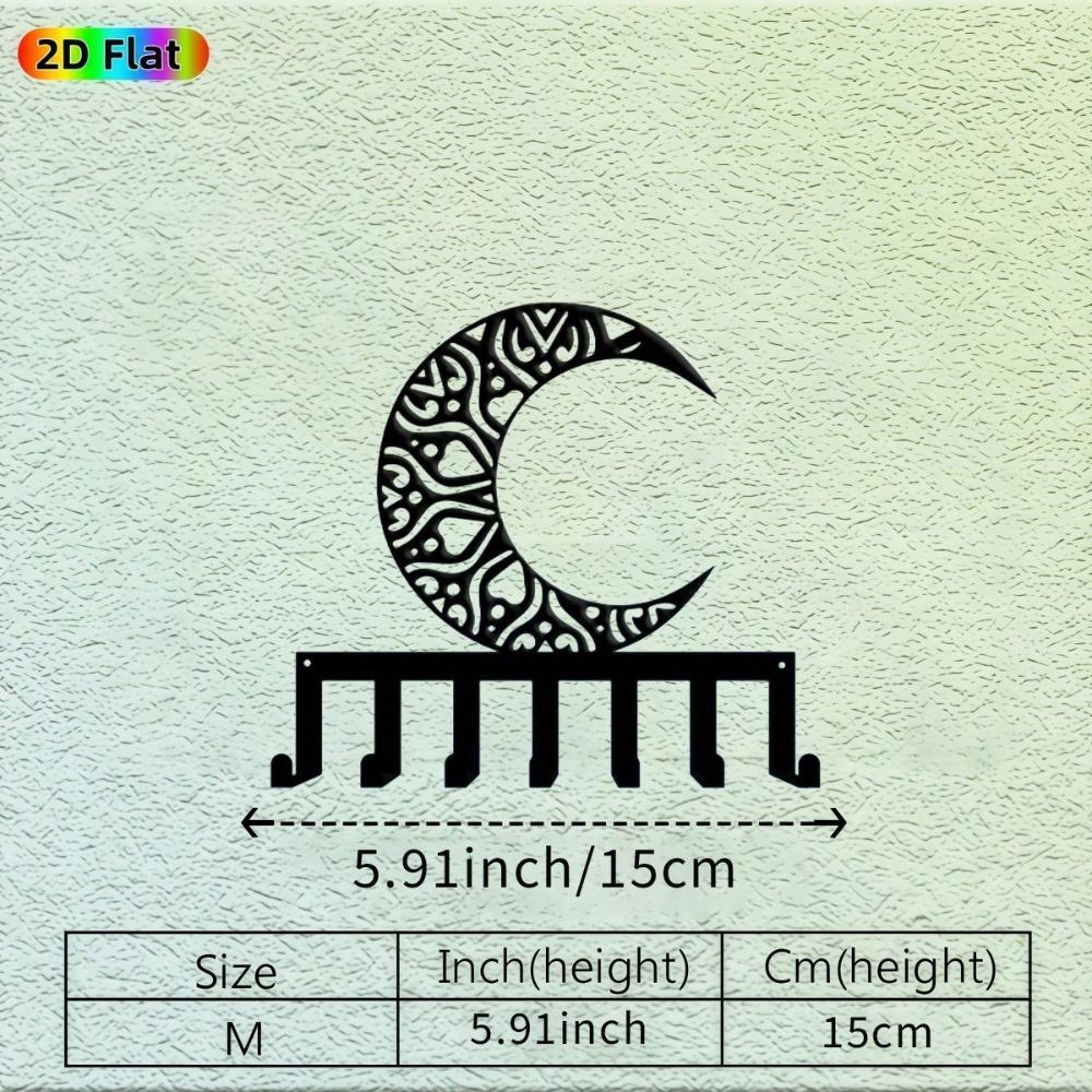 Nordic Crescent Key Holder Metal Wall Decor with 7 Hooks Iron Art Key Organizer for Entryway Hallway Bedroom Minimalist Practical Nature Lover Gift