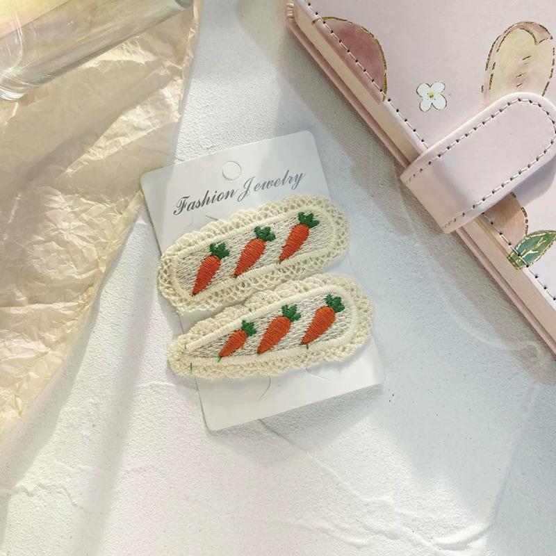 Sweeembroidery Haaraccessoires Mädchen Herz Spitze Seitenclip Niedliche Kinder-Haaraccessoires Pastorale Frucht Haarnadel