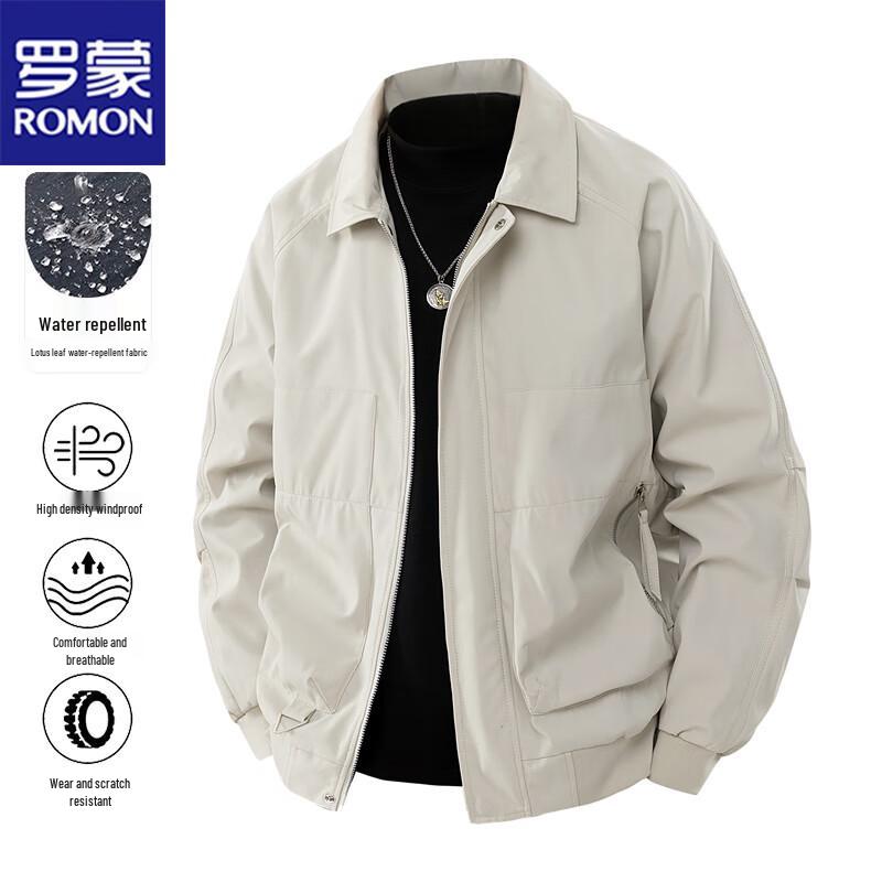 ROMON Men's Casual Turn-down Collar Jacket