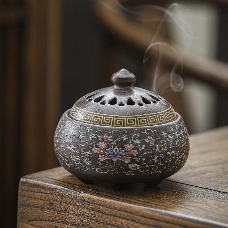 

1 pcs Ceramic Incense Burner Enamel Color Incense Burner Creative Ornament, No Incense Comes as a Gift коричневий
