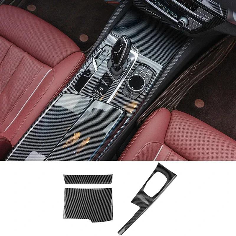 Für BMW 5er G30 G38 2018-2023 Kohlefaser Mittelkonsole Armaturenbrett Panel Abdeckung Zierleisten Aufkleber Innenraum Tuning Zubehör