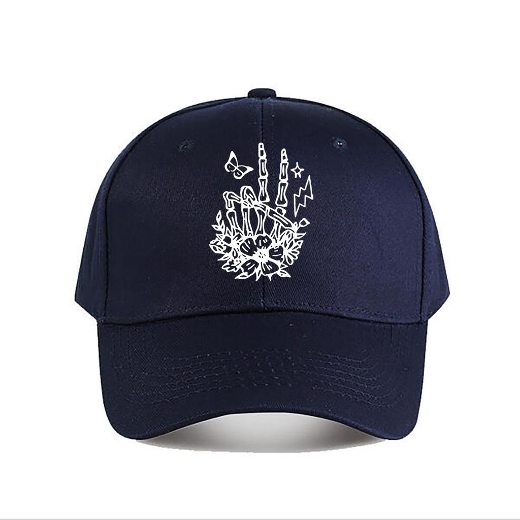 Oversized Gothic Floral Skeleton Print Baseball Cap Fashion Unisex Sunhat Womens Outdoor Sports Snapback Cap