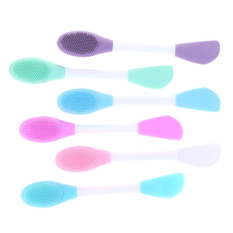 Pensulă Dublă Cap de Silicon pentru Mască Facială Exfoliant Facial Îndepărtare Puncte Negre Pensulă Curățare Spatulă pentru Mască cu Argilă Instrument de Îngrijire a Pielii Faciale