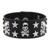 Wide Skull Star Wristband with Adjustable Snap Closure, Punk Statement Bracelet for Parties, Concert Looks, and Streetwear