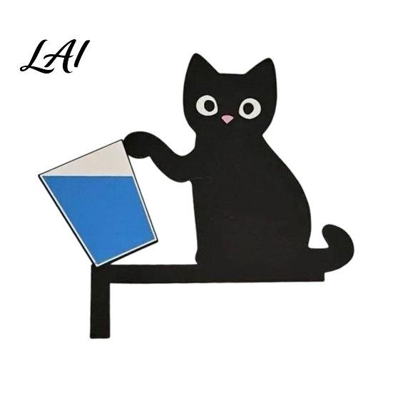 Wooden Animal Wall Art Cartoon Cat Door Frame Pendant Cute Black Corner Decorative Sticker Decoration for Photo Frames And Cabinets Funny Topper