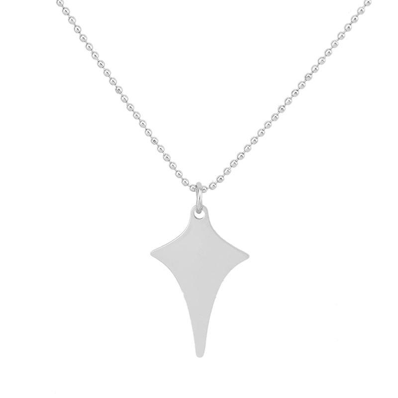 Kpop BTS J-Hope Same Style Four-Pointed Star Pendant Necklace Silver Ball Bead Chain Choker Clavicle Necklace Fan Merchandise Jewelry Gift for ARMY