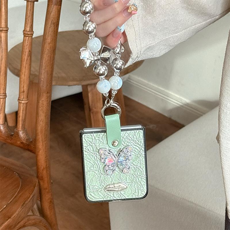 Rhinestone Butterfly Mobile Phone Case for Samsung Zflip6 Flip Folding for Huawei Pocket2 Bow Tie Love Chain