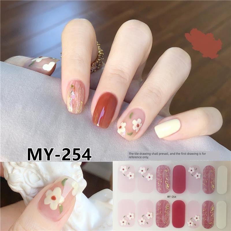 

5D Гель УФ Наклейка для ногтей Без запекания Полное отверждение Наклейка для нейл-арта Полный патч Стойкость 14 дней Масло для ногтей Пленка Декали MY-254 Small Fresh Long Island Iced Camellia