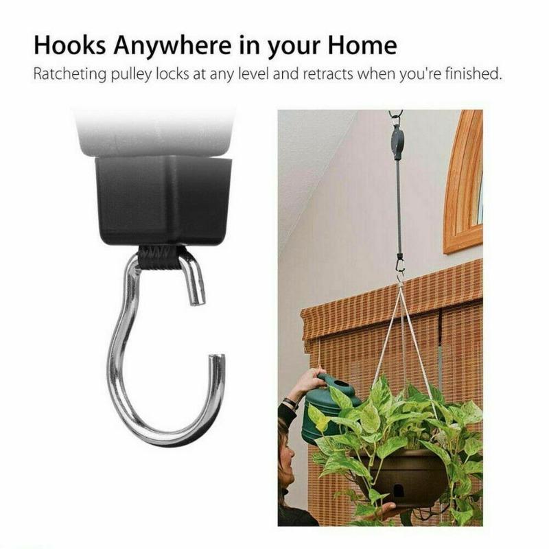 1Pc Retractable Hanging Basket Pull Down Hanger Pulley Garden Baskets Plant Pots Hanging Basin Retractable Hook Greenhouse