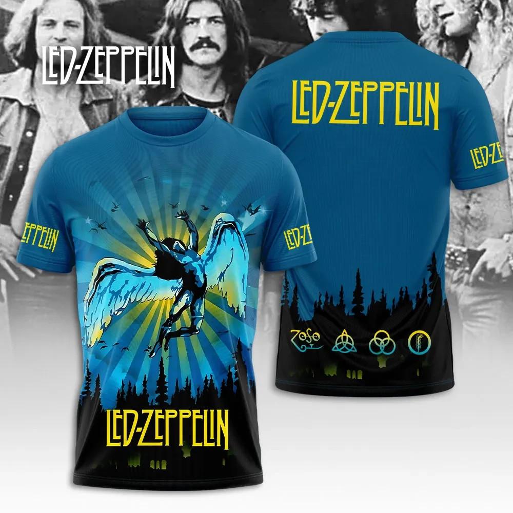 Koszulka LED Zeppelin z nadrukiem 3D Retro Street Amerykańska z krótkim rękawem Odpowiednia zarówno dla mężczyzn, jak i kobiet Fanów