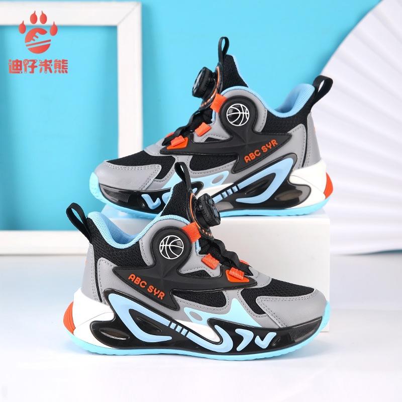 2025 spring and autumn new children s basketball shoes leather waterproof sports shoes friction sound boys rotating buttons 29