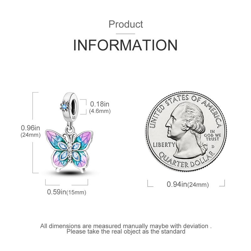 Charms Original Copper Colored Butterfly Insect Pendant Beads Fit Bracelet Women Jewelry Diy Fine Gift Accessory