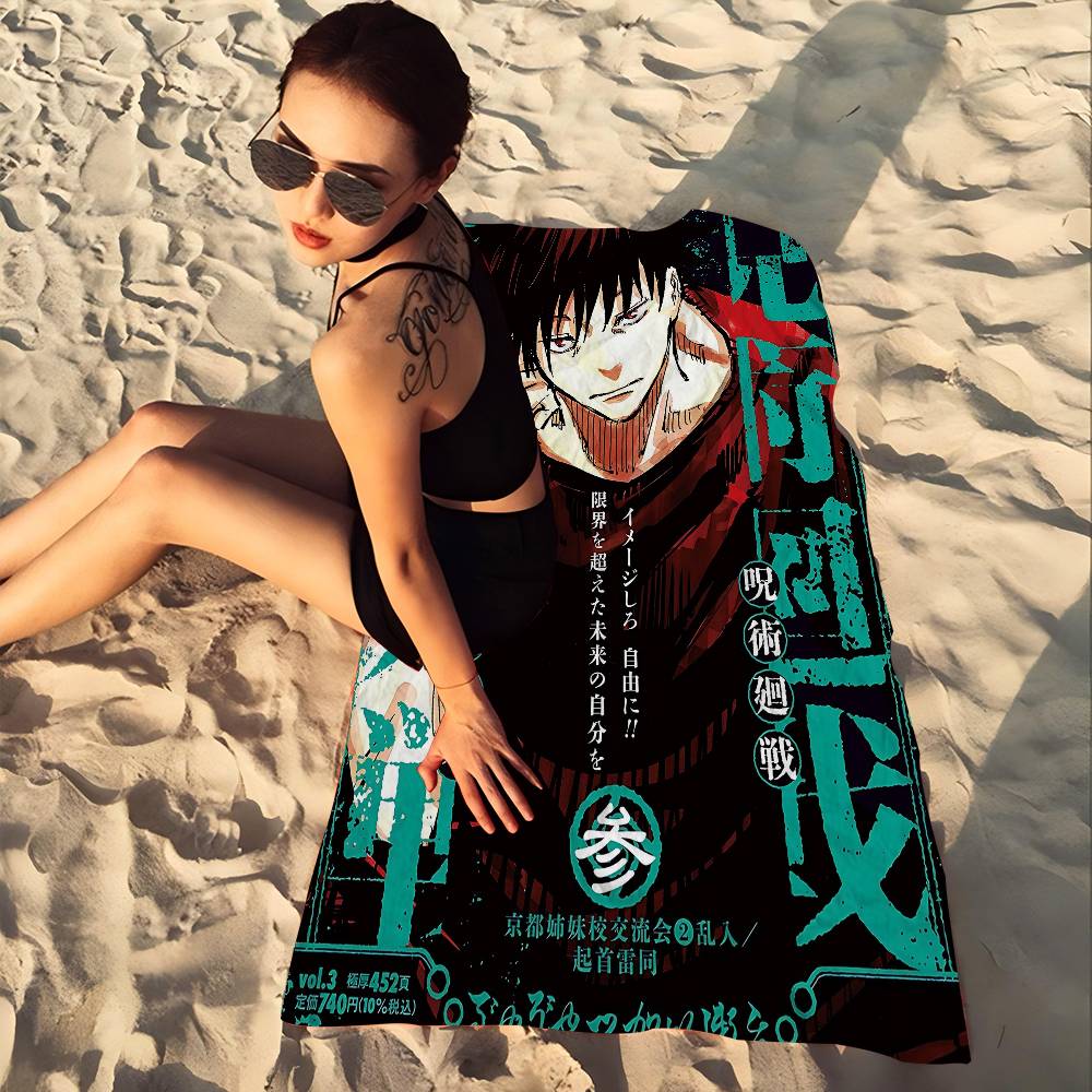 Anime Fushiguro Megumi Jujutsu Kaisen Beach Towel Colorful Bath Towels for Girl Microfiber Beach Yoga Spa Gym Pool