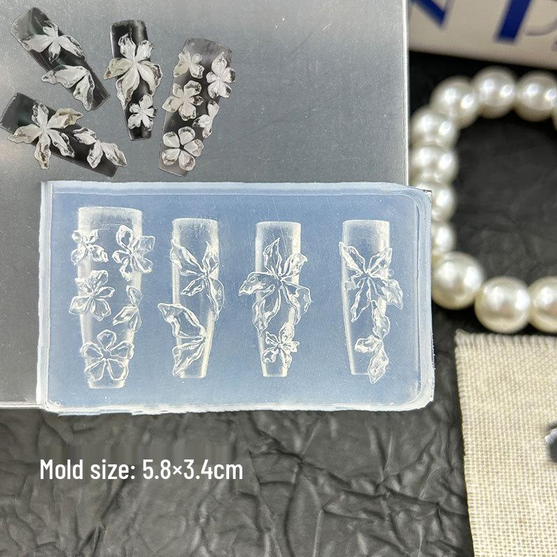 High Transparency Ice Flower Embossed Crystal Butterfly Nail Art Gel Mold