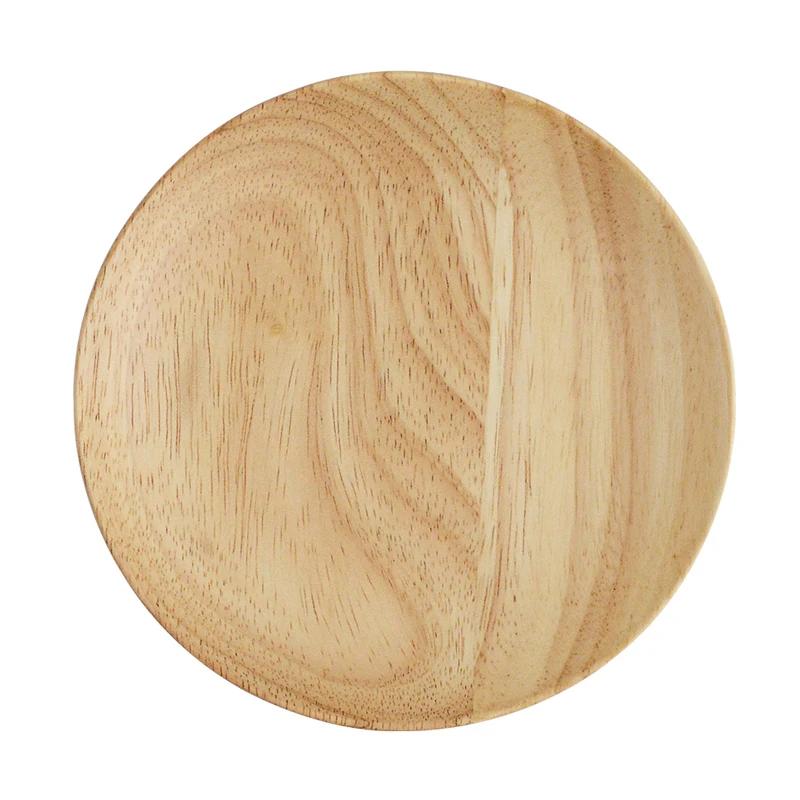 1Pc Round Wooden Plate Snack Dessert Plate Serving Tray Cake Fruit Dishes Food Plate Appetizer Tray Wooden Utensils Tableware