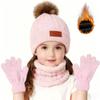 3PCS Winter Hat Scarf Gloves Set,outdoor Fashion Knitted Hooded Fleece,winter Warm Soft Comfortable Hats for Skiing,daliywear