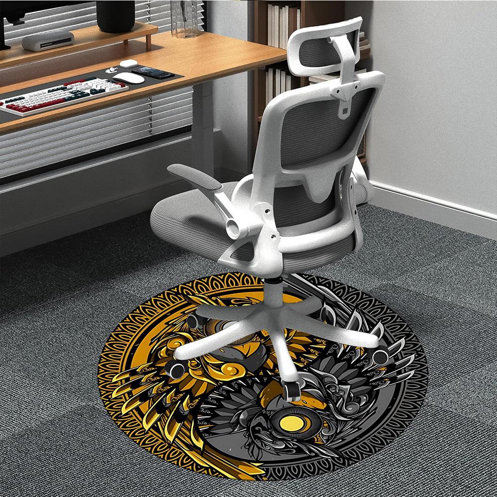 

1pc Golden Eagle Yin Yang Chair Carpet for Office, Soft Flannel Throw Mat, Perfect for Office,Holiday Party Decoration Choice yy251113029 80cm by 80cm