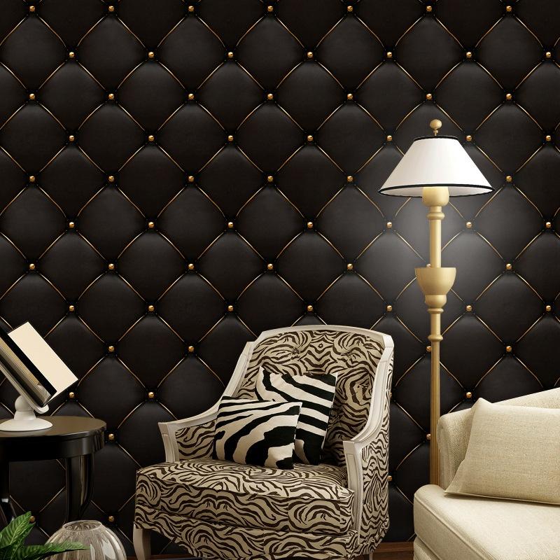 Neu 40*300 cm/Rolle Schwarz Phnom Penh 3D Stereo Leder TV Hintergrund Wand Aufkleber Dekorative Bilder Rem