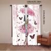 2Pcs Feminine Curtain With Floral Umbrella And Dress Walking With Butterflies For Bedroom Living Room And Dining Room