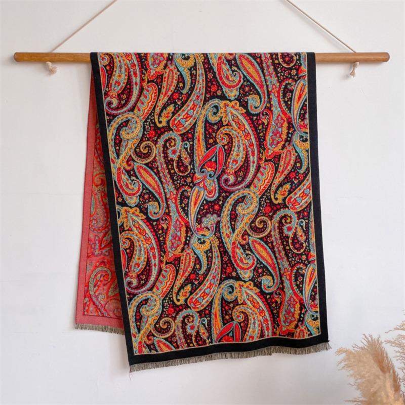 Mid-winter digital printing lengthened thickened warm imitation cashmere scarf mythical shawl women's high sense