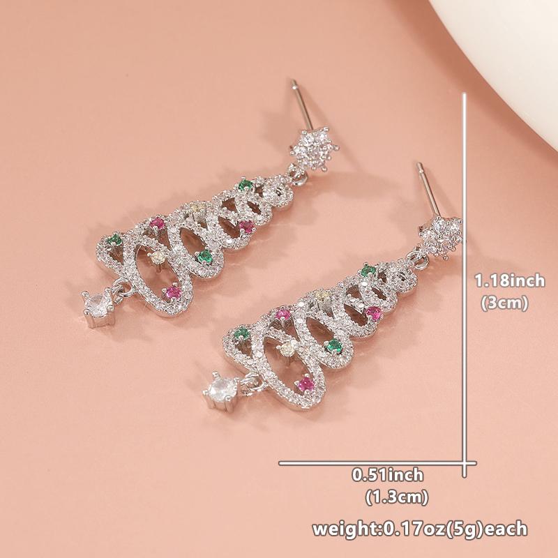 

Luxury Colorful Rhinestone Christmas Tree Dangle Earrings for Women Fashion Engagement Party Dangle Earrings for Women Jewelry