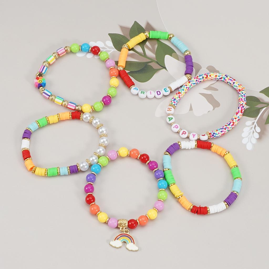 LGBT Pride Bracelet for Bisexual Lesbian Gay Allies Love Wins Rainbow Beaded Clay Elastic Stackable Stretch Bracelets