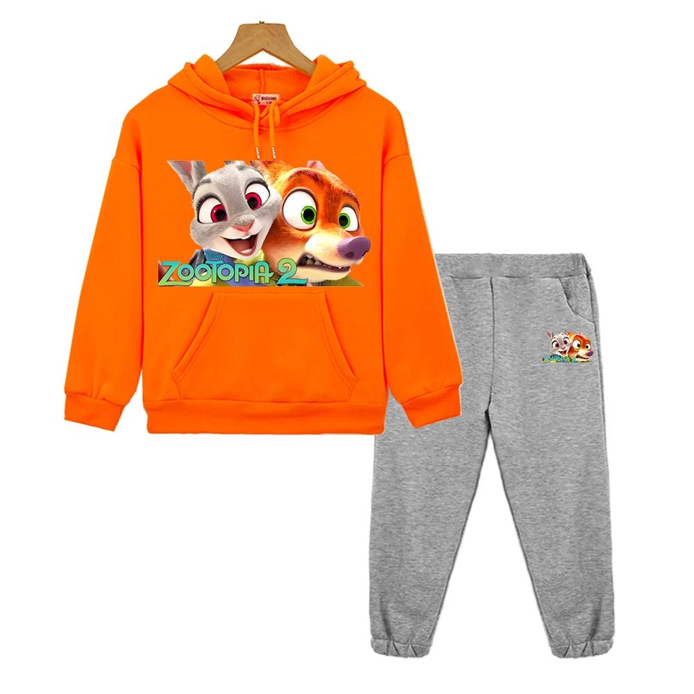 Jungen Mädchen Kapuzen Sportanzüge Zootopia 2 Lässige Hoodies Fleece Sweatshirt Pullover+Hose y2k sudadera Kinder Boutique Kleidung