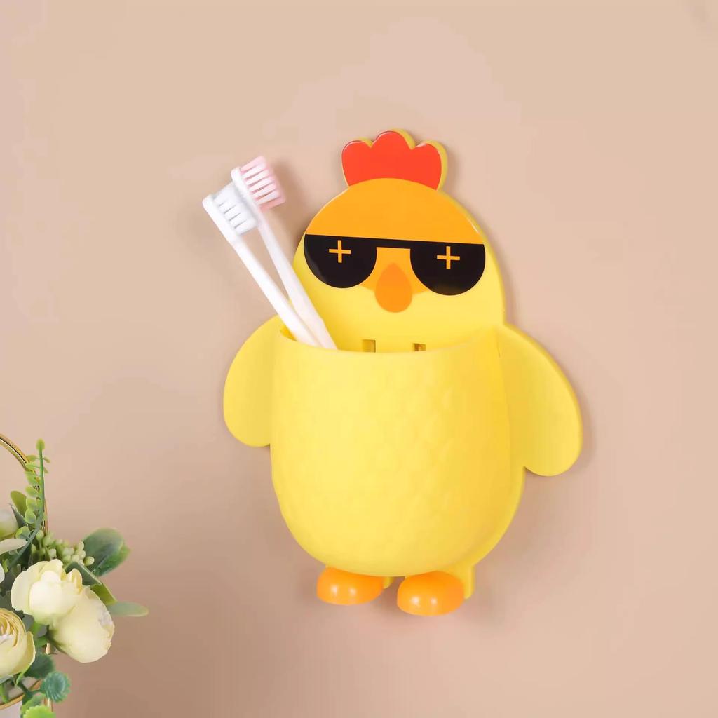 Cartoon Chick Wall-Mounted Storage Box for Makeup, Tools, and Toothbrush