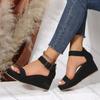 Comemore Black Wedge Sandals Women's Summer Shoes Comfortable Platform Open Toe Sandales Plus Size Casual Ladies Roman Shoes