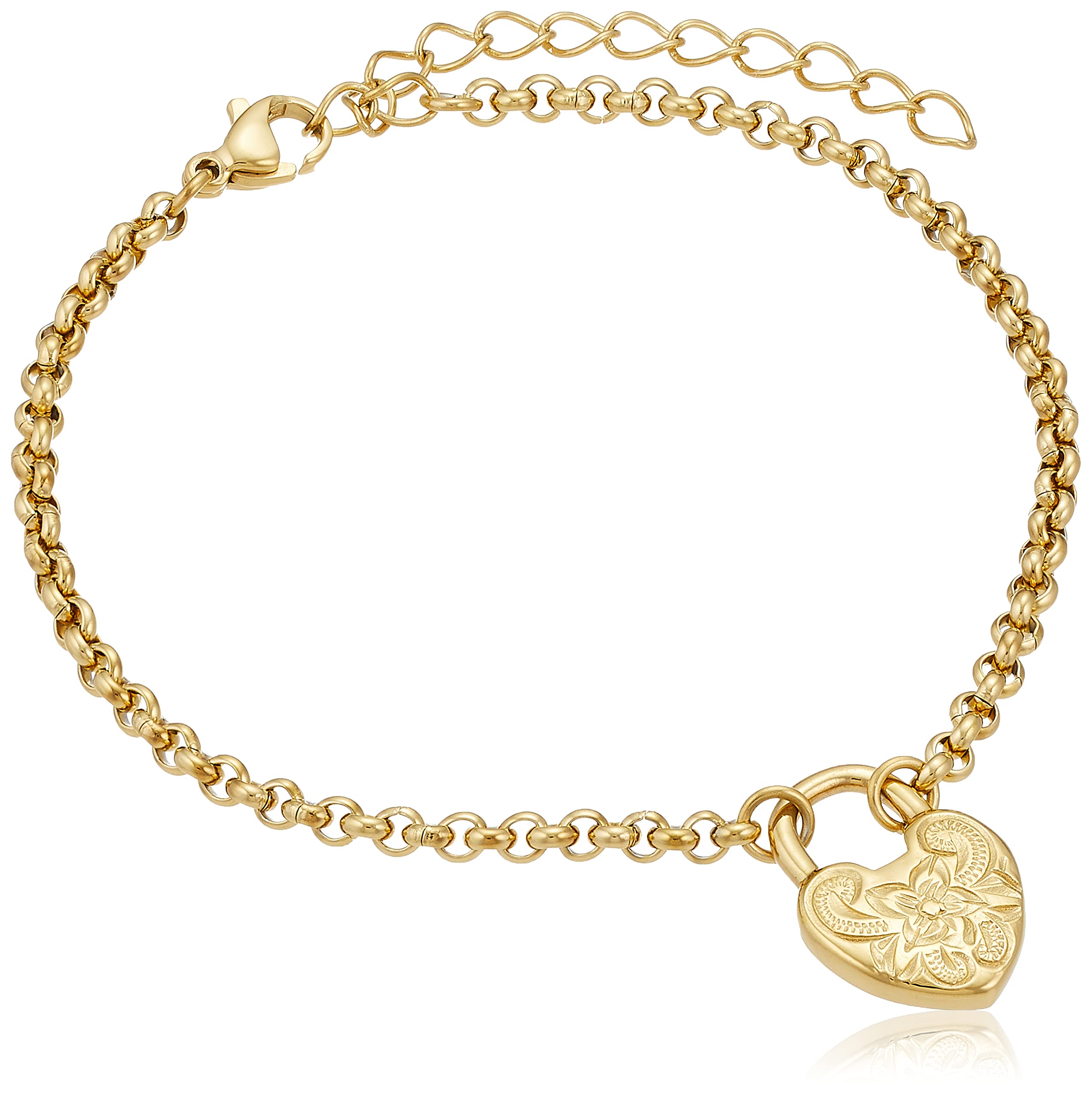 

Aloha Lokahi Hawaiian Jewelry Bracelet Anklet Accessory Stainless Steel Yellow Gold Plumeria Scroll Heart [Aloha lokahi]