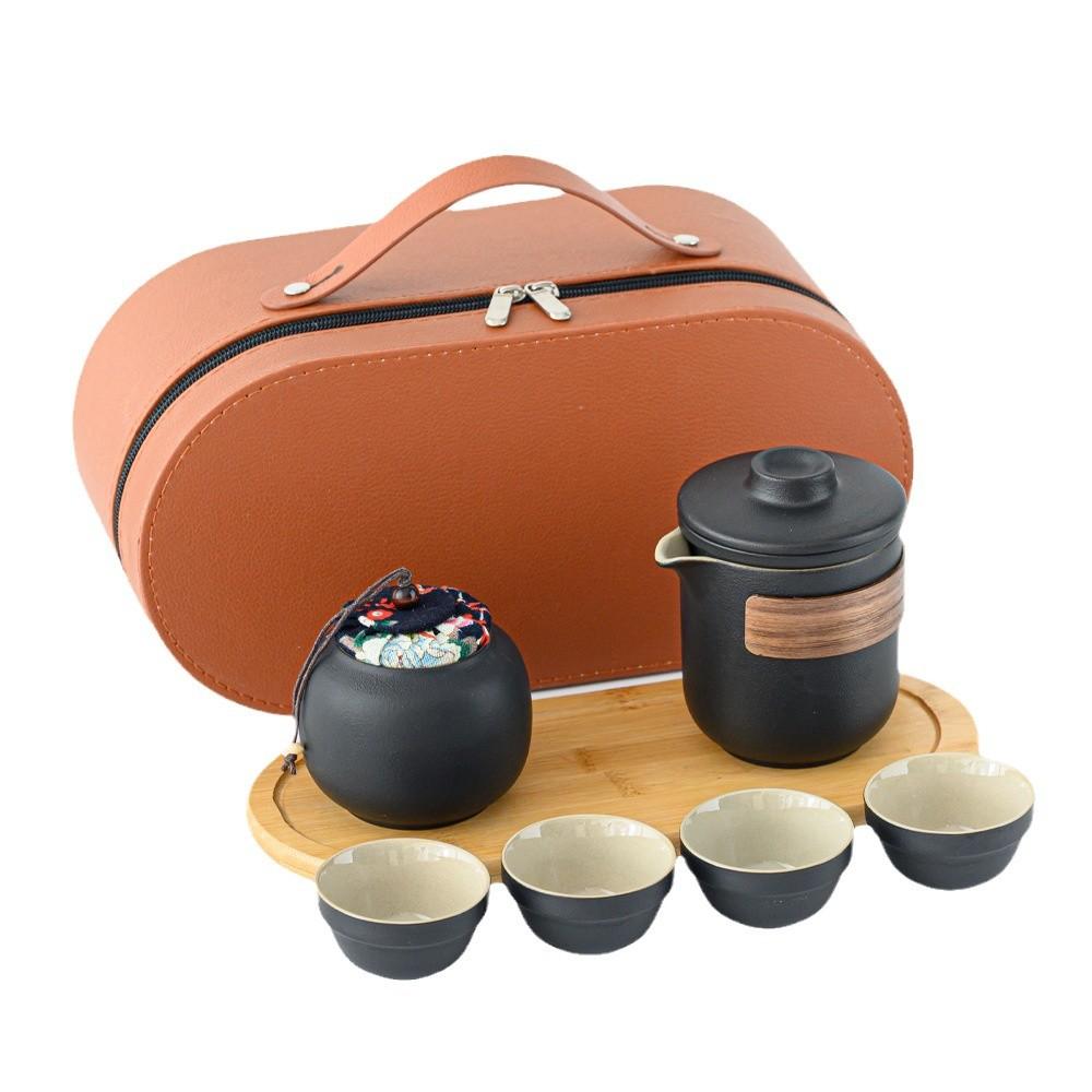 Travel tea set Coarse pottery set Simple ceramic express cup Car portable Outdoor teapot Teacup gift printing