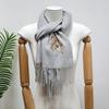 New Year's Embroidered Wool Scarf for Autumn and Winter Thickened Warm Scarf With Tassel