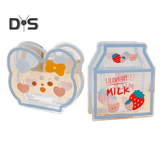 Průhledný akrylový držák na tužky Kreslený tvar mléka/medvěda Stolní úložný box Organizér na štětce na make-up pro domácí kancelář školní potřeby