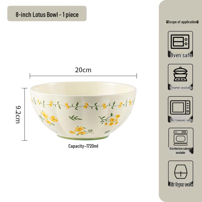 Cream Yellow Ceramic Dinnerware Set 8-inch (Single)